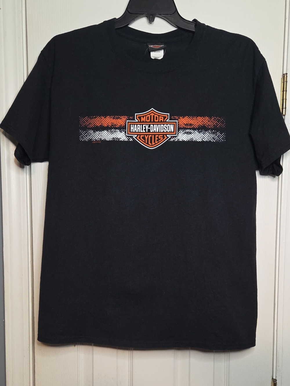 Harley-Davidson Black T-Shirt with Orange & White Shield Logo